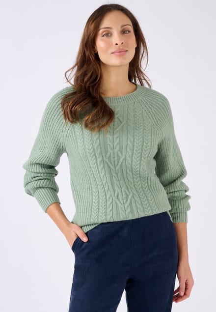 Damart - Kabelgebreide Thermolactyl trui - Dames - Groen - XL