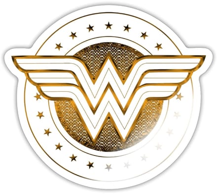 DC Comics Wonder Woman Classic Logo Gold Sticker maat S (10 x 10 cm)