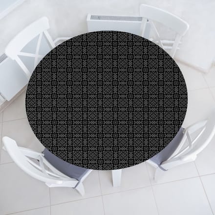 ABAKUHAUS Abstract Elastisch Rond Tafelkleed, Allround Elastisch Stoffen Tafelkleed, 114 cm - 142 cm, Anthracite Grey Light Grey