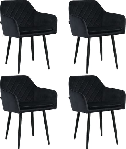 Lina® Noble Eetkamerstoelen - Zwart - Set van 4 - Velvet