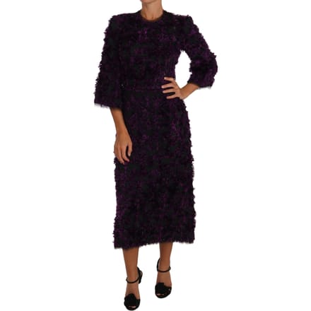 Dolce & Gabbana Vrouwen Paarse Franje Midi Sheath Jurk
