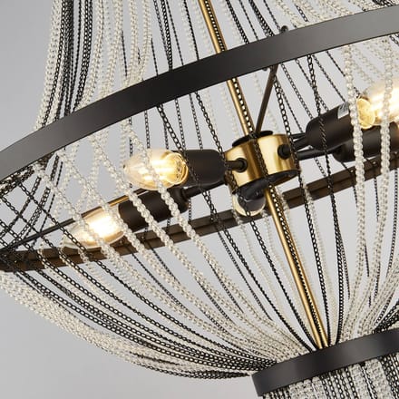 Searchlight Hanglamp Baguette, zwart/messing, glas, E14, 162 cm