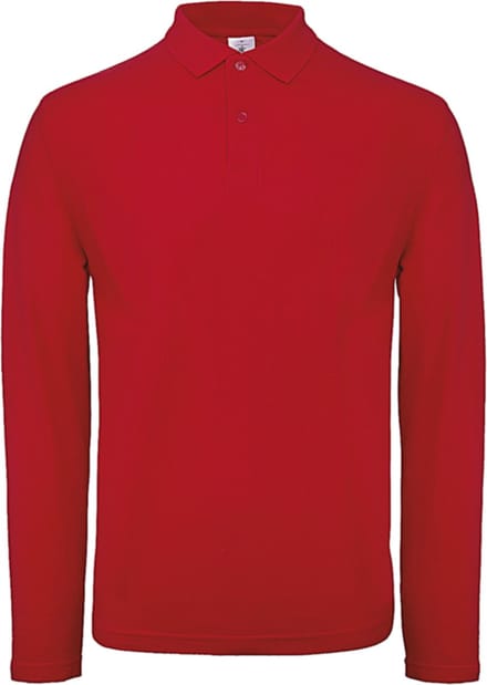 Men's Long Sleeve Polo ID.001 Rood merk B&C maat S