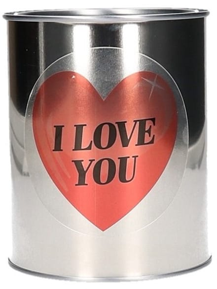 Valentijnscadeau blik met hartjessticker