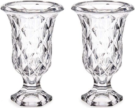 Giftdecor - Bloemenvazen 2x stuks - Rhombus transparant glas - 15 x 24 cm