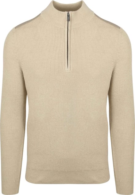 Suitable Half Zip Trui Patch Ecru - Maat M - Heren - Quarter zip - Schipperstrui met rits - Volwassen mannen