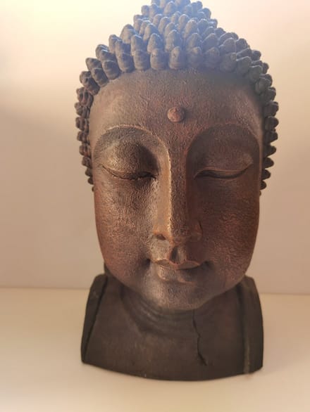 Buddha - Boeddha - 42x22x25cm - Bruin - polyserin - Geluk