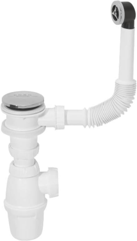 Complete Wastafel Drain Afvoergarnituur met Overloop en RVS Klep - Wit