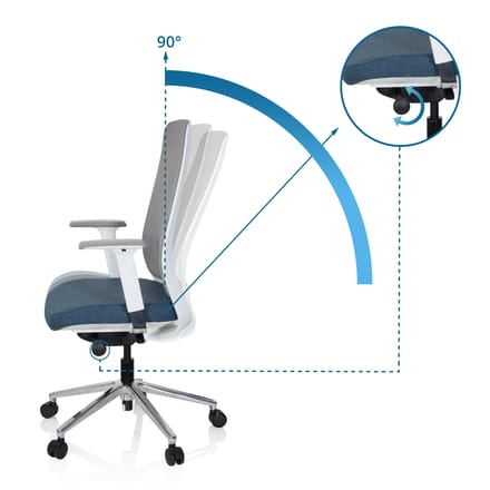 Bureaustoel - Met Armleuning - Stof/Netstof - Blauw/Grijs - Ergonomisch