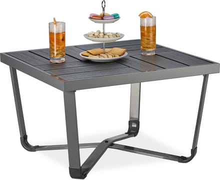 balkontafel vierkant - 62x62 cm - kunststof - staal - grijs