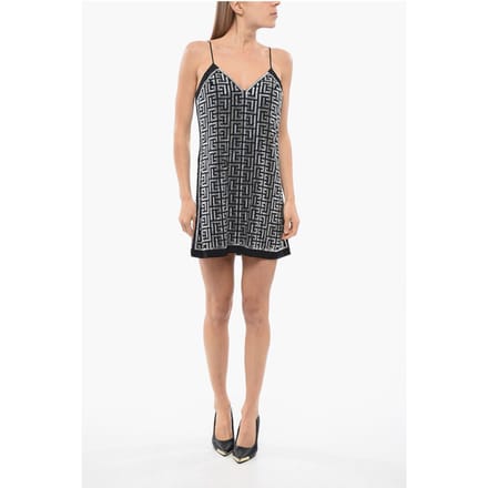 Mouwloze jurk met monogram strass steentjes