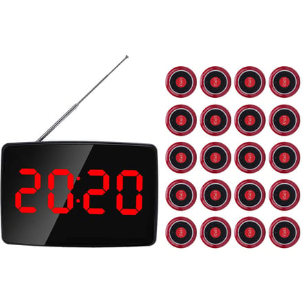 Draadloos Oproepsysteem Gevoelig Draadloos Restaurant Tafeloproepsysteem met 20 Tafelbelknoppen UK Plug black