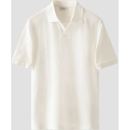 Eton Polo Uni Color Open Collar Texture Jacquard Knit Off White / male