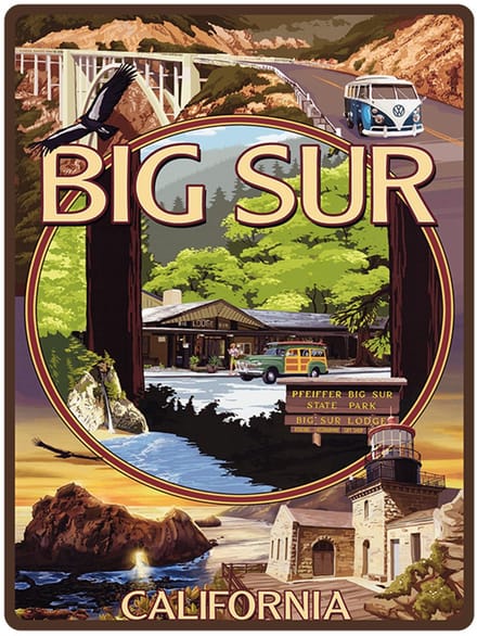 Signs USA - wandbord - dibond - Big Sur Collage - 60 x 45 cm