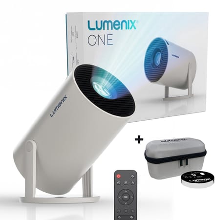Lumenix® ONE Mini Beamer - Smart TV & 4K support - Netflix - Android 14.0 - Projector - WiFi 6 & Bluetooth 5.0 - Voor iOS en Android - Home Cinema - Wit