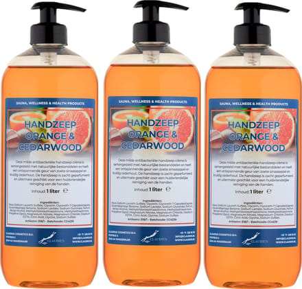 Handzeep Sweet Orange & Cedarwood 1 liter - met gratis pomp - set van 3 stuks