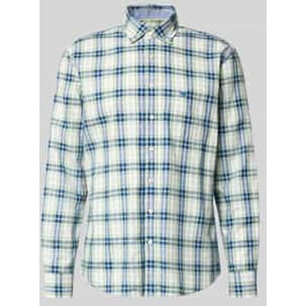 Fynch-Hatton Overhemd Oxford Check Button-Down Harbor Blue / male