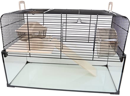 Interzoo Hamsterkooi Vision 51 zwart met glazen onderbak