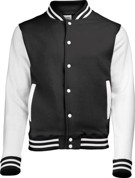 AWDis Varsity jacket, Jet Black/White, Maat XL
