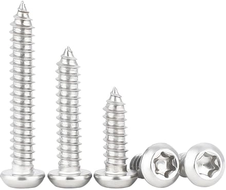 Pack van 100 zelftappende schroeven M5 x 12 mm - RVS - Torsie kop - Zelfborende ronde kop schroeven.
