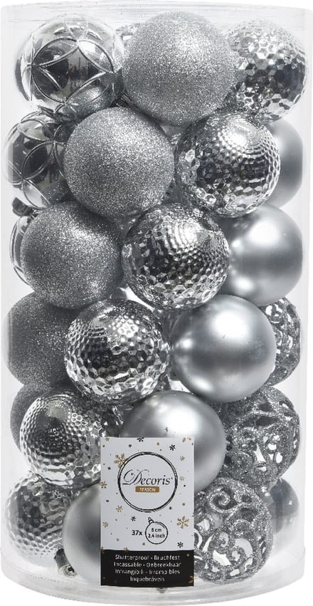 Kerstballenmix Ø 6 cm - Zilver