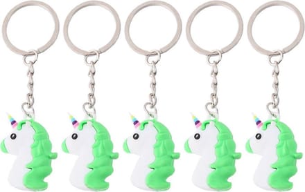 5x Groene Unicorn Emoji Sleutelhanger