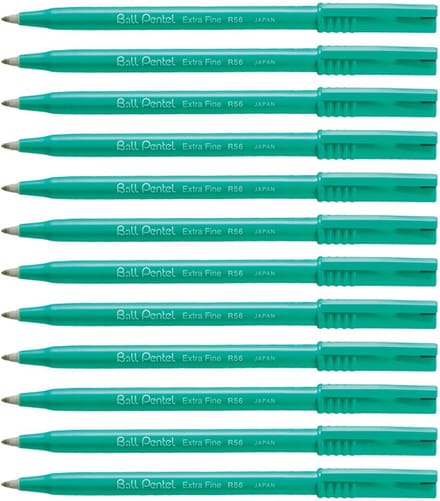 Rollerpen Pentel R56 zwart 0.3mm - 12 stuks