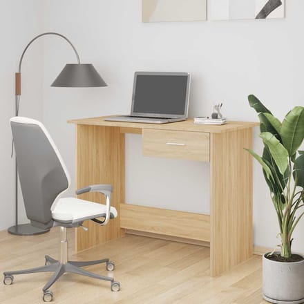 vidaXL - Bureau - 100x50x76 - cm - bewerkt - hout - gerookt - eikenkleurig