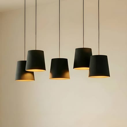 Lucande - Hanglamp - 5lichts - IJzer, textiel - H: 21 cm - E27 - zwart