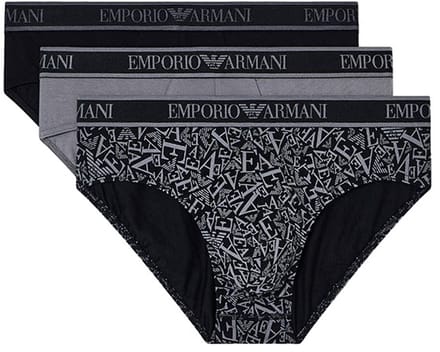 Armani Heren Slips – 3-pack met Logo zwart - grijs