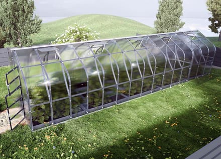 Polycarbonaat tuinkas 2,5x10m 25m² + 5 automatische dakramen - KLASIKA Standart