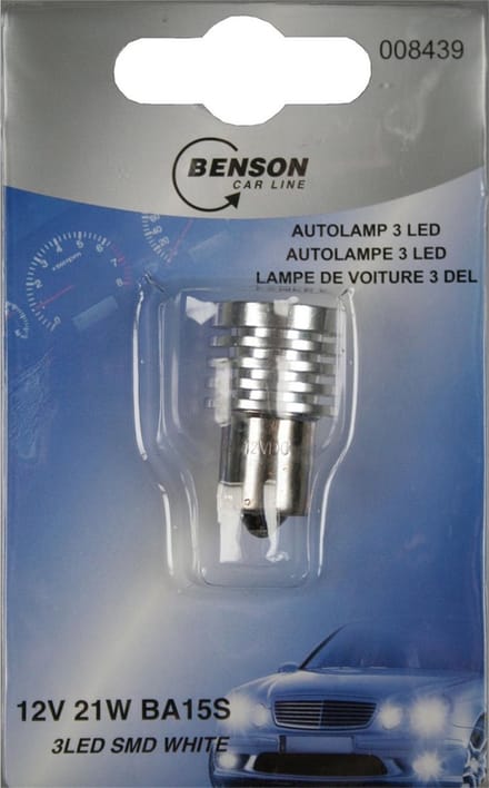 Benson LED Autolamp BA15S 21W 12V - 3 Led's, SMD Wit - 1 stuks