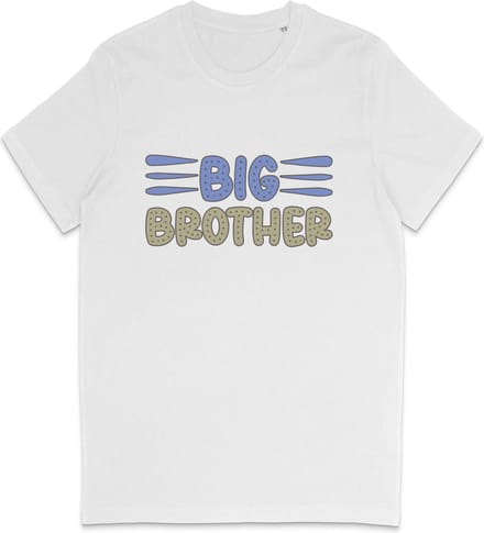 Jongens T Shirt Met Tekst: Big Brother - Grote Broer - Wit - Maat 152