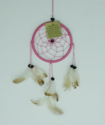 Dromenvanger / Dreamcatcher Ø12cm zonder kleintjes  - donkerroze