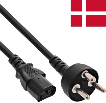 Goobay Denemarken stroomkabel met C13 plug - zwart - 2 meter