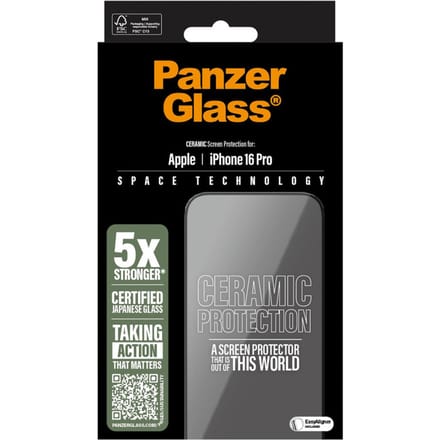 PanzerGlass Screenprotector geschikt voor Apple iPhone 16 Pro Glazen | PanzerGlass Ceramic Screenprotector - Case Friendly