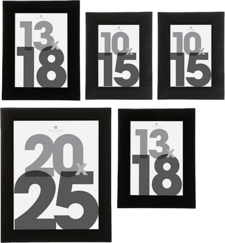 Atmosphera Fotolijstjes set Olympus - 5x stuks - zwart frame - Kunststof/glas - in 3 formaten