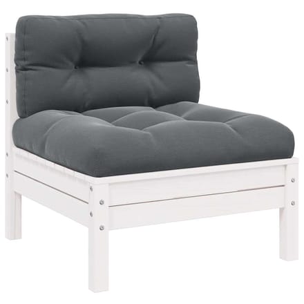 vidaXL - 3-delige - Loungeset - met - kussens - massief - grenenhout - wit