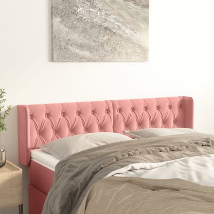 vidaXL - Hoofdbord - met - randen - 147x16x78/88 - cm - fluweel - roze