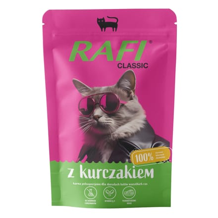 20x100g voordeelverpakking: Rafi Cat Classic Kip natvoer voor katten