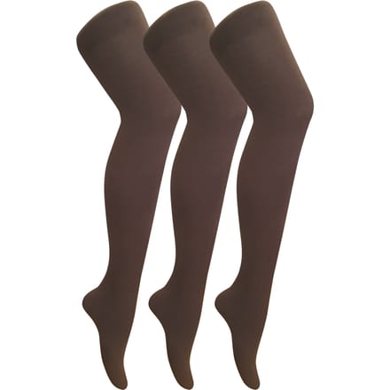 3 paar dames gekleurde ondoorzichtige 80 denier panty's - Bruin