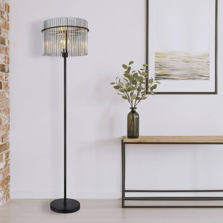 Globo - vloerlamp - Gorley - zwart - metaal - Ø 38cm - E27 - 15698S