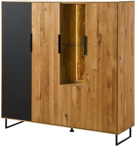 MASSIVMOEBEL24.DE wilde eik highboard blank massief hout 142x43x145 cm geolied deels gemonteerd LINDAU volledig massief #117