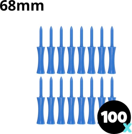 Golf tees - 100 stuks - 68mm - Duurzaam kunststof - Blue - Golf accesoires - Golfset - Golftee