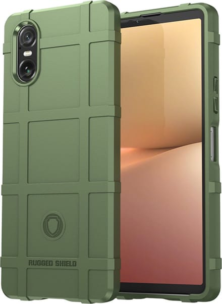 MobyDefend Hoesje - Geschikt voor Sony Xperia 10 VI - Rugged Shield TPU Backcover - Groen