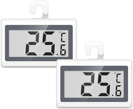 Digitale Koelkastthermometers - Vriezer Temperatuurmeter - Voedselkwaliteit Bewaken - Vorstalarm Functie - Set van 2 - Zwart