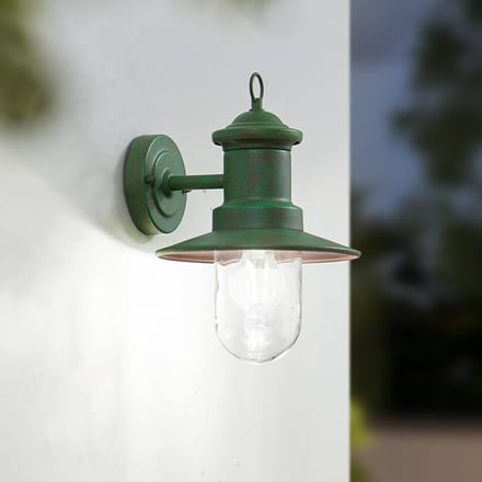 Lindby - Wandlamp buiten - 1licht - Staal, glas - H: 31 cm - E27 - groen