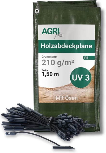 Afdekzeil Hout - Waterdicht PE Zeil met 46 Spanbanden - 1,5x10 Meter