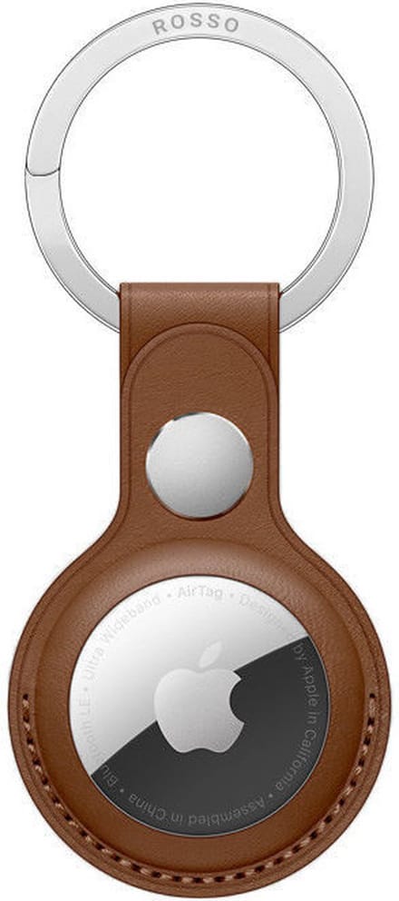 Rosso Element Hoesje Geschikt voor Apple AirTag Sleutelhanger Kunstleer | Hanger | Case Bruin