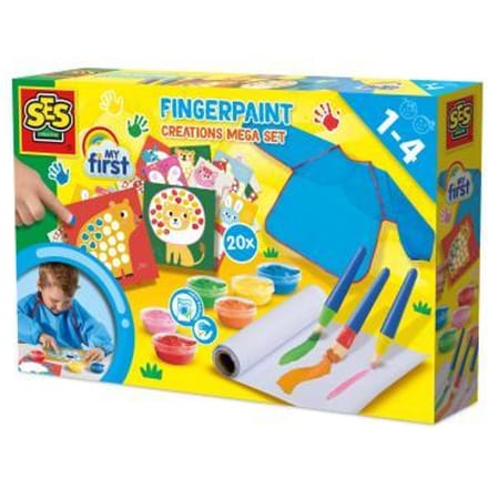 SES Creative My First Vingerverf - Creaties Mega Set - Vanaf 1 Jaar - 20 Kaarten - Babyproof - Glutenvrij - Schoencadeautjes Sinterklaas